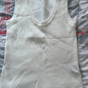 SHEIN Cream Ribbed Tank Top